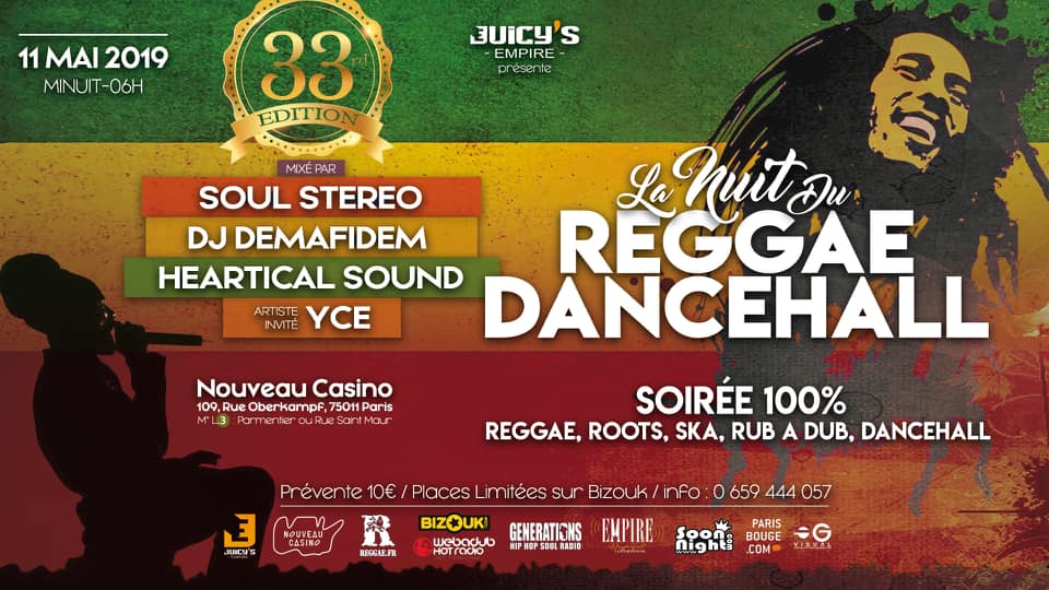 Juicy's empire Present La nuit du reggae dancehall N°33 Tribute to bob marley